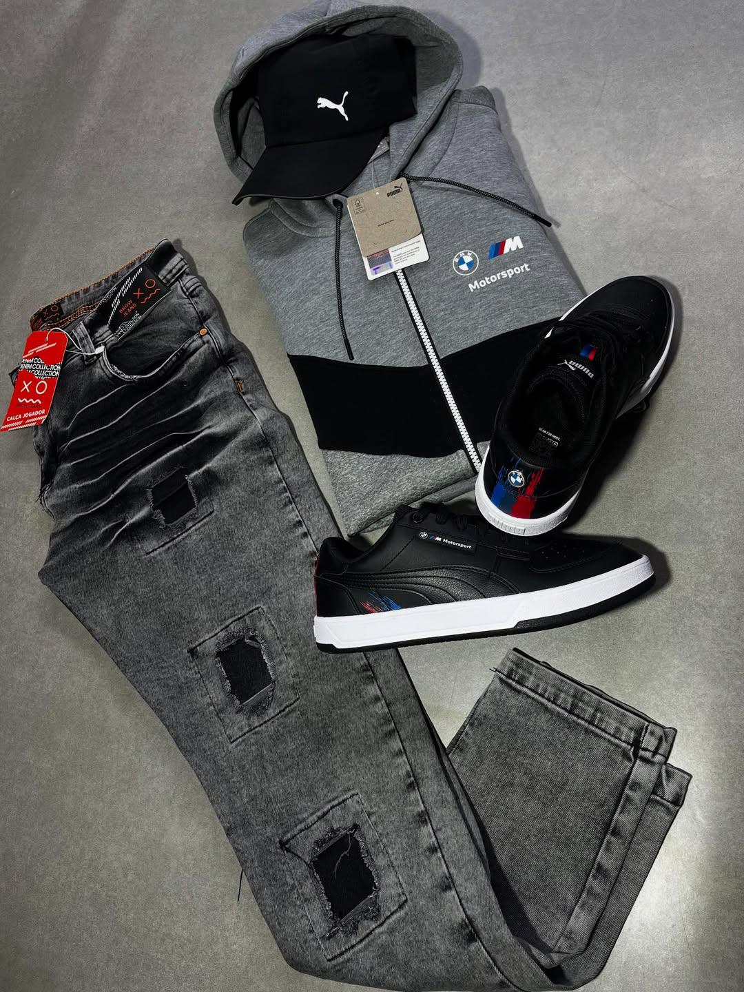 Kit Completo Pma com Jaqueta, Boné, Jeans e Tênis